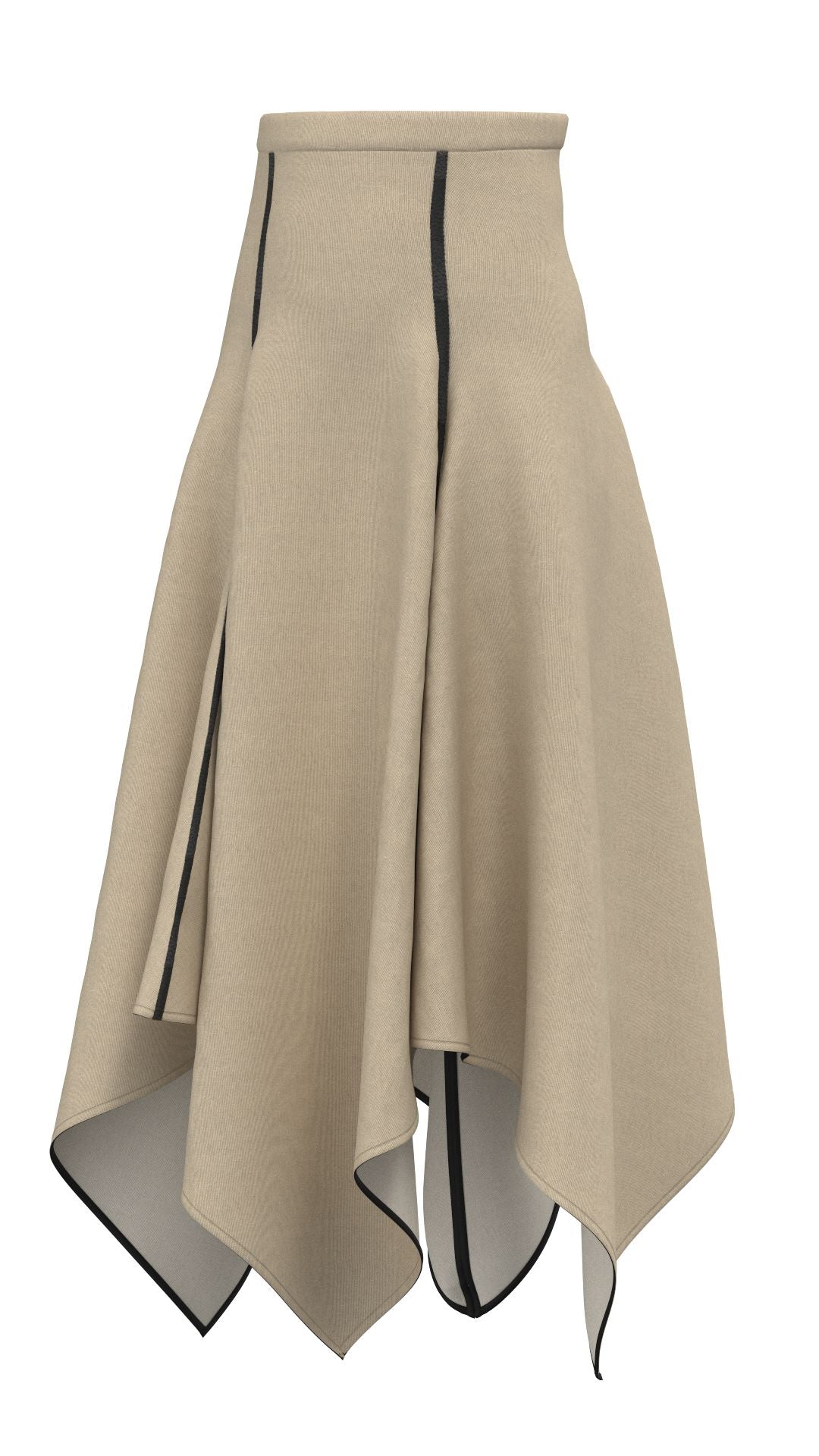Falda con cortes beige