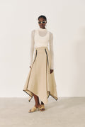 Falda con cortes beige