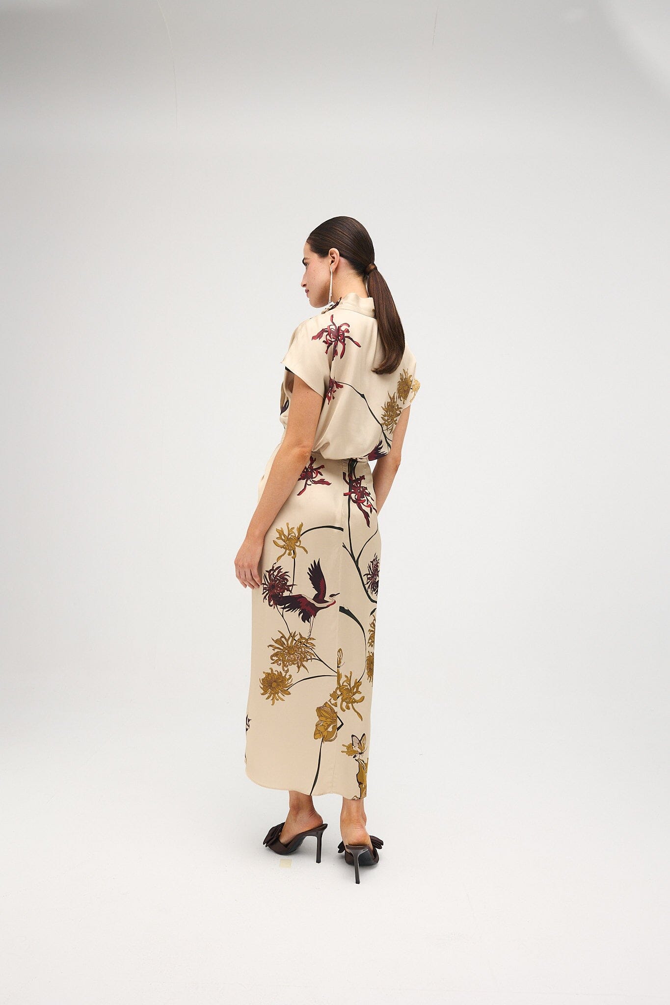 Falda Maroon Flora Marfil