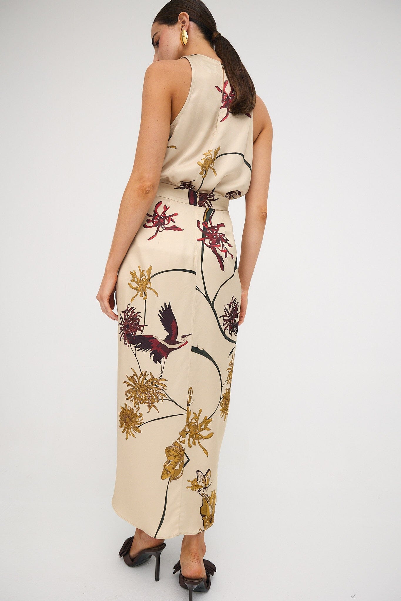 Falda Maroon Flora Marfil