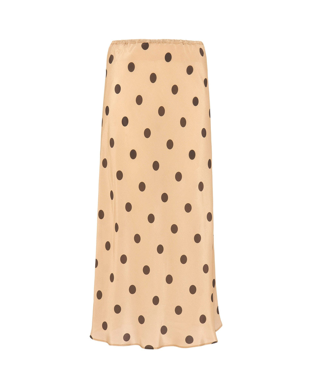 Falda midi beige estampado lunares marrón