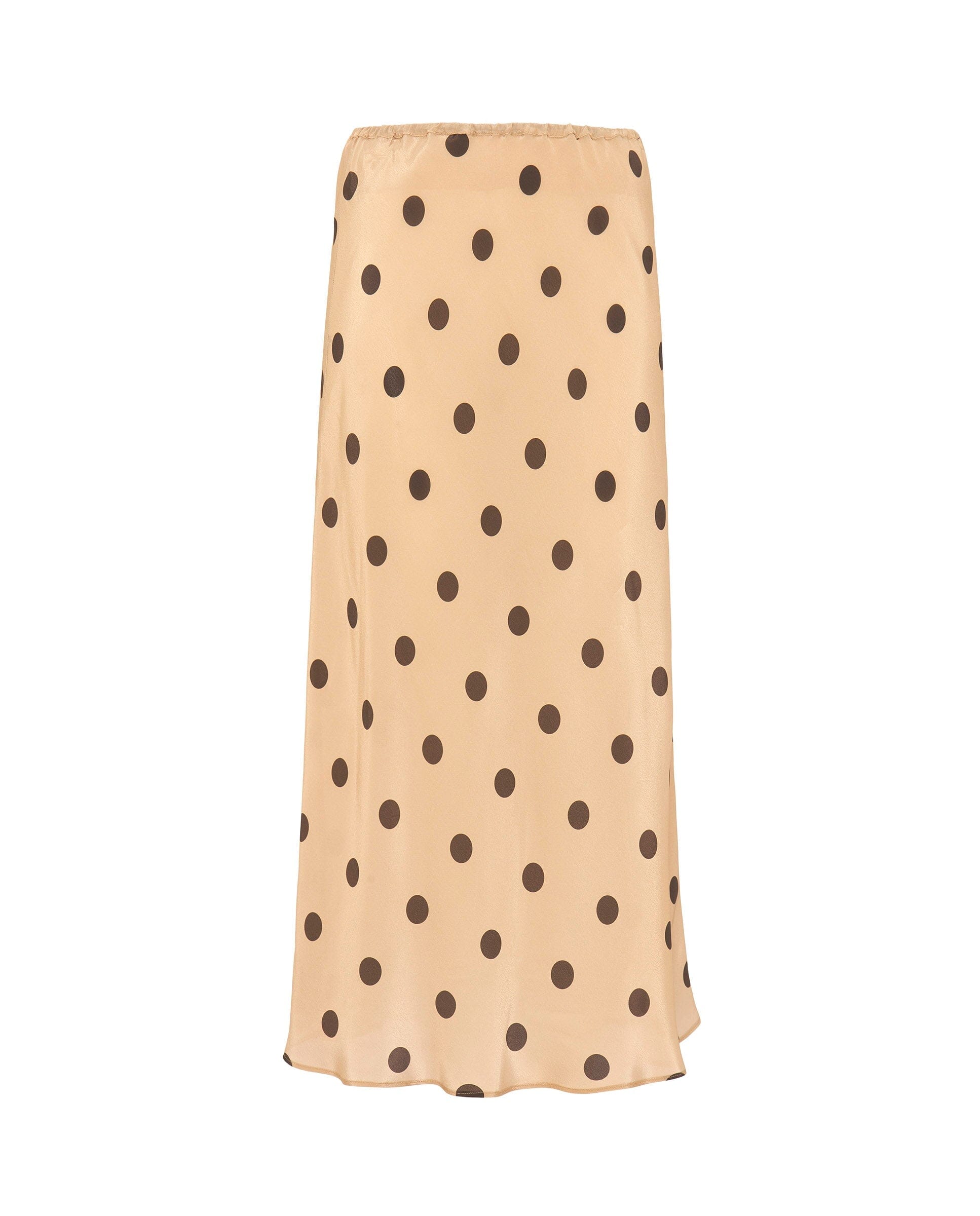 Falda midi beige estampado lunares marrón