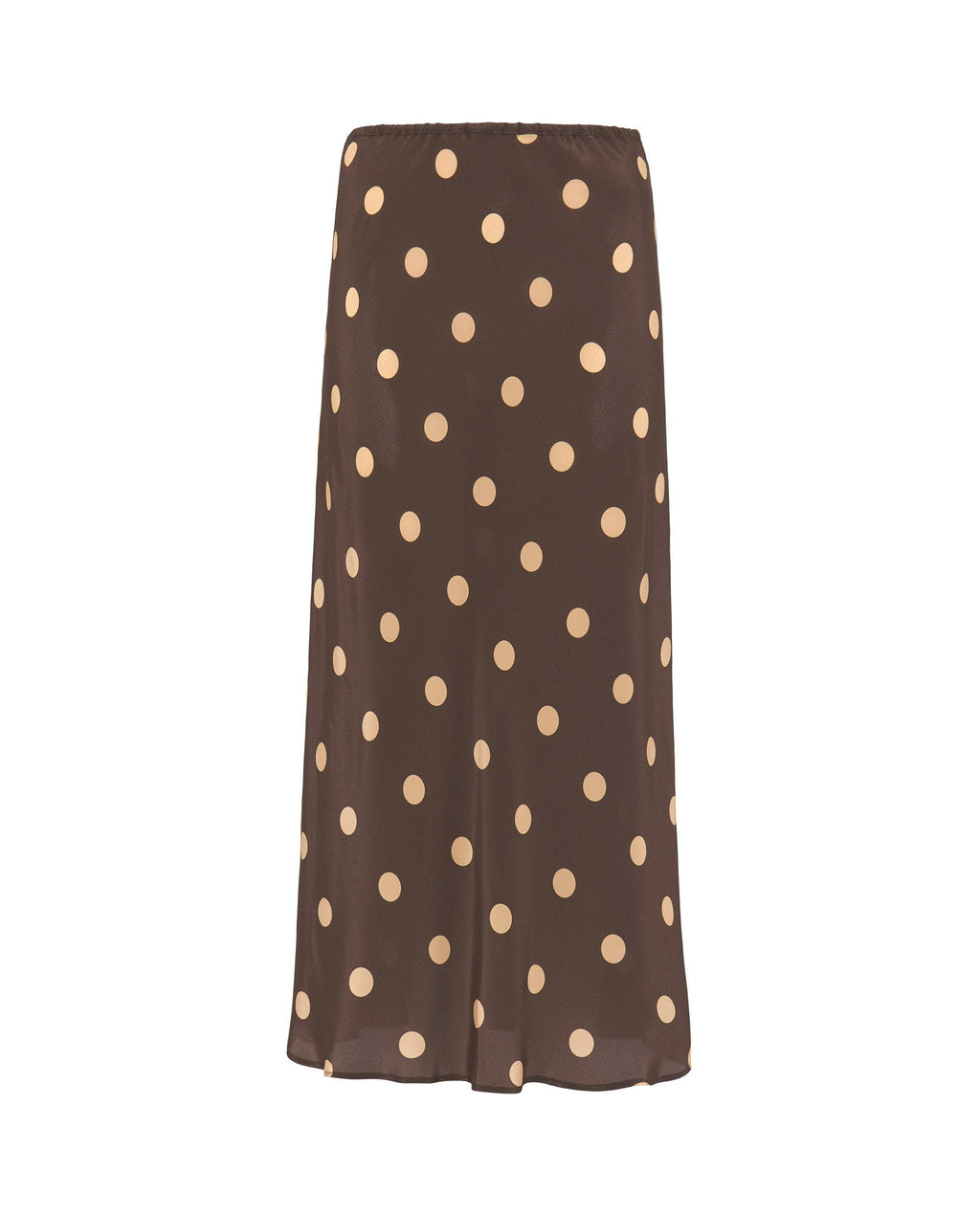 Falda midi marrón estampado lunares beige