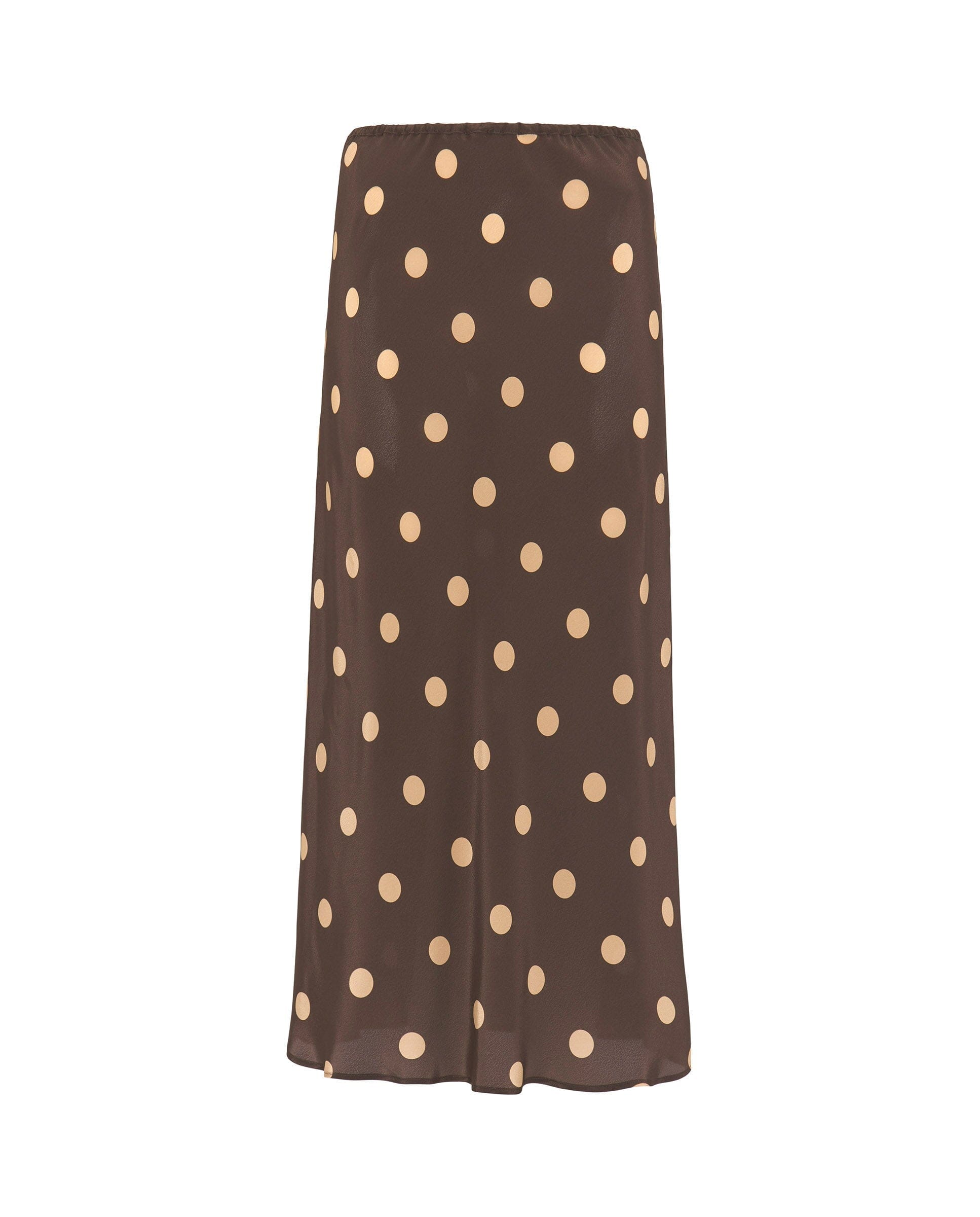 Falda midi marrón estampado lunares beige