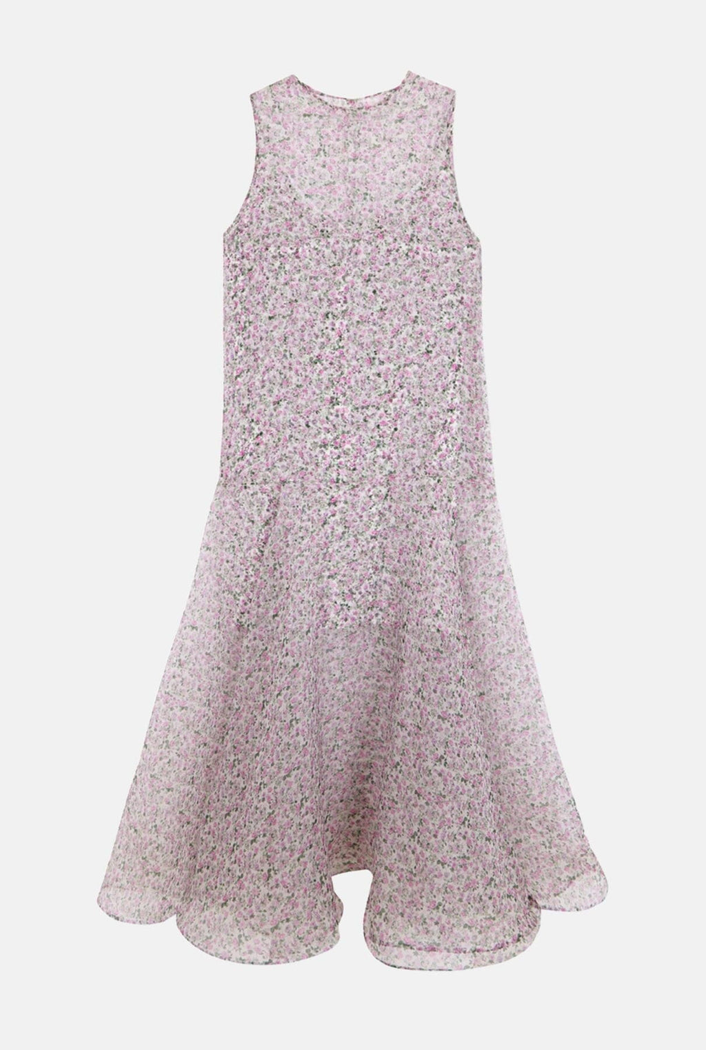 Floral print silk organza dress