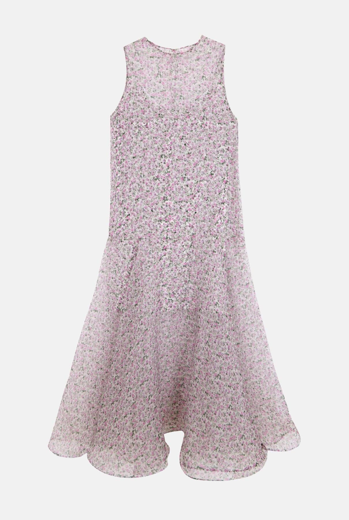 Floral print silk organza dress