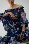 Floral printed silk chiffon blouse
