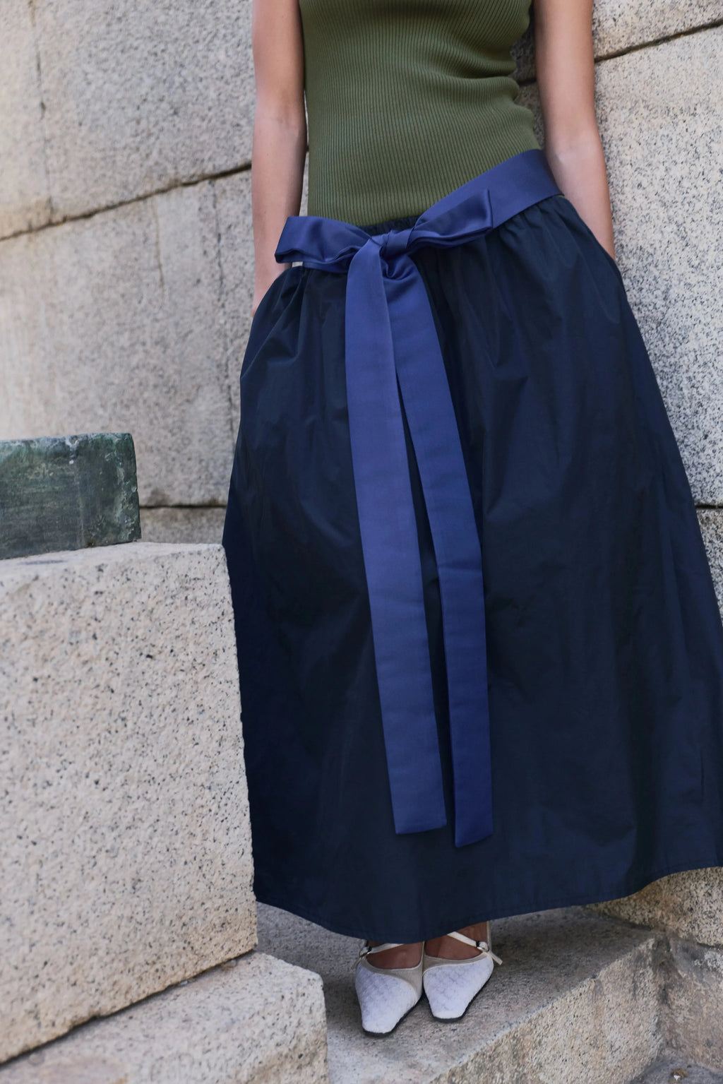 Frida Dress Bow Military Green