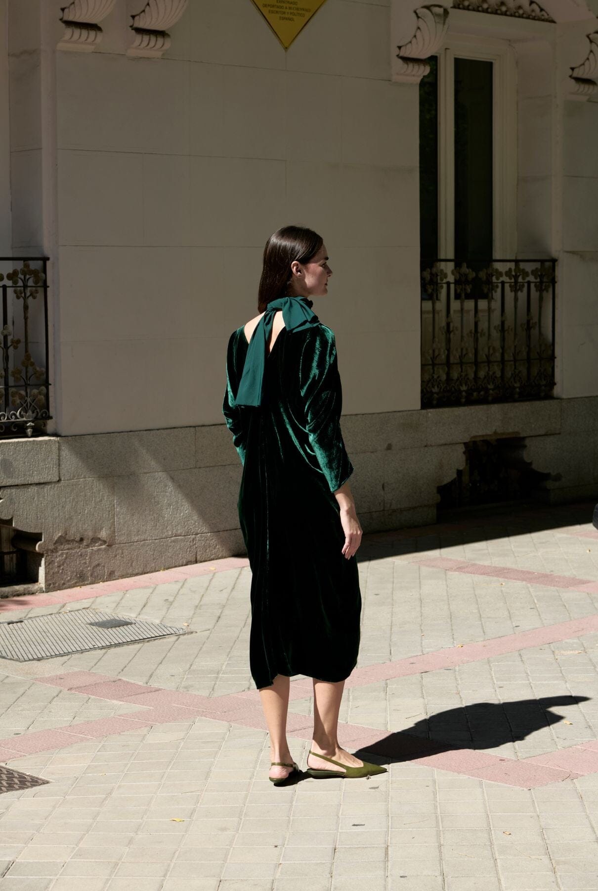 GARGANTILLA DE FLOR DE TERCIOPELO Y PAÑUELO ORGANZA CHIFFON VERDE