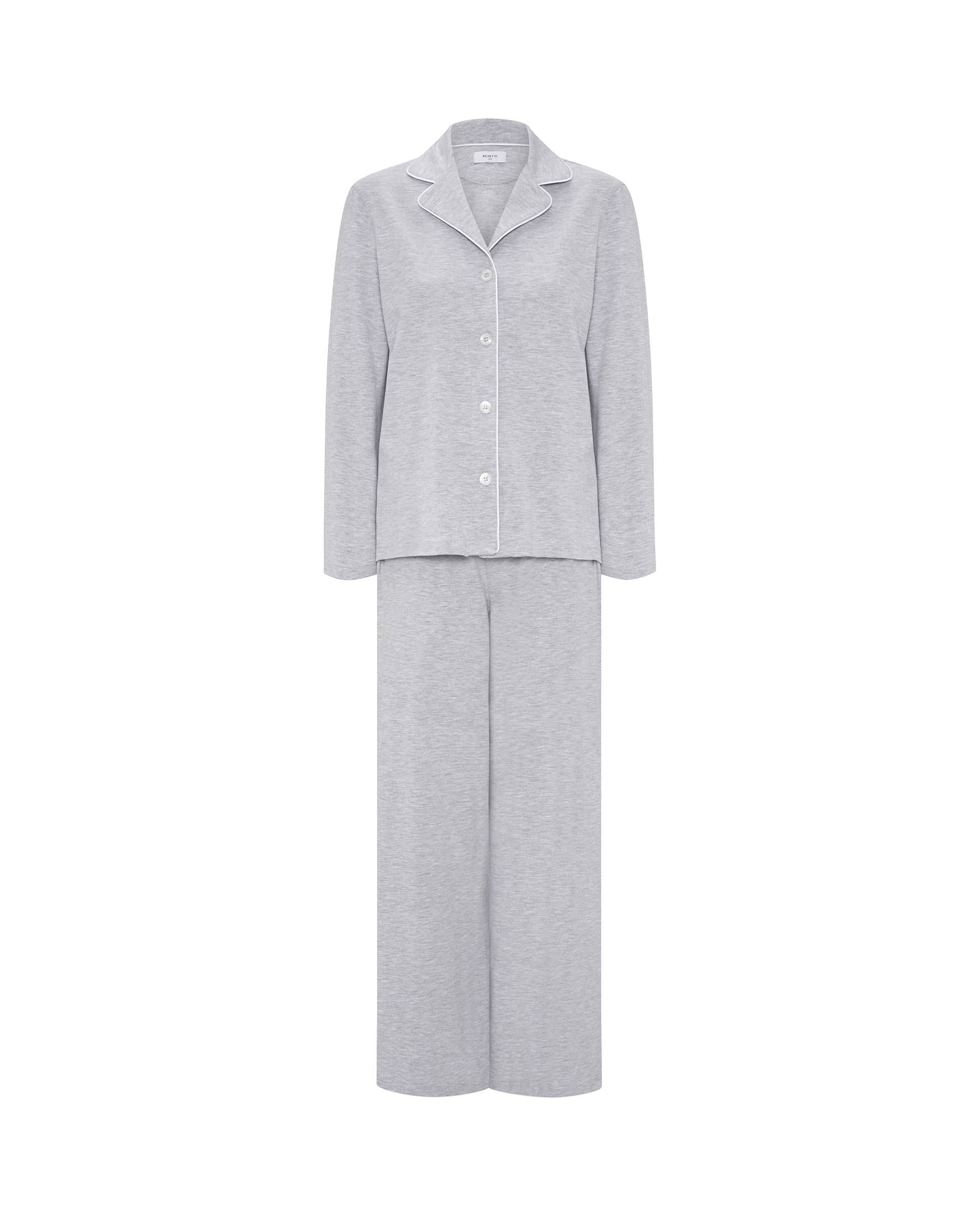 Pijama largo gris de punto modal