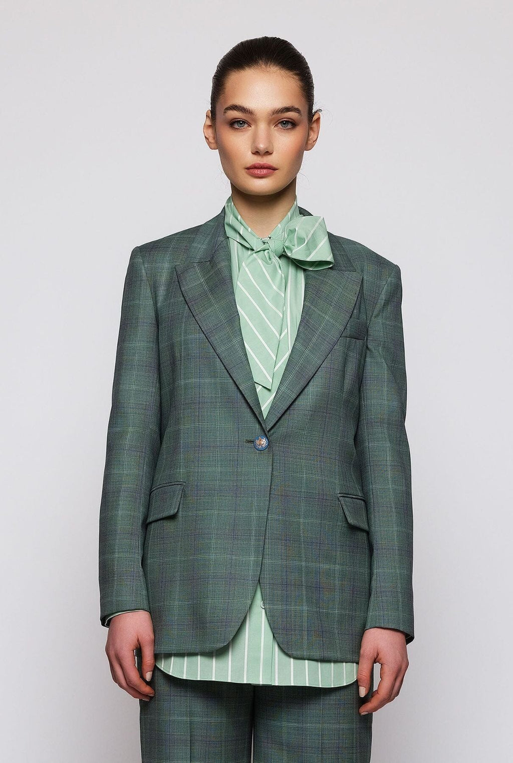 Blazer verde de cuadros lana
