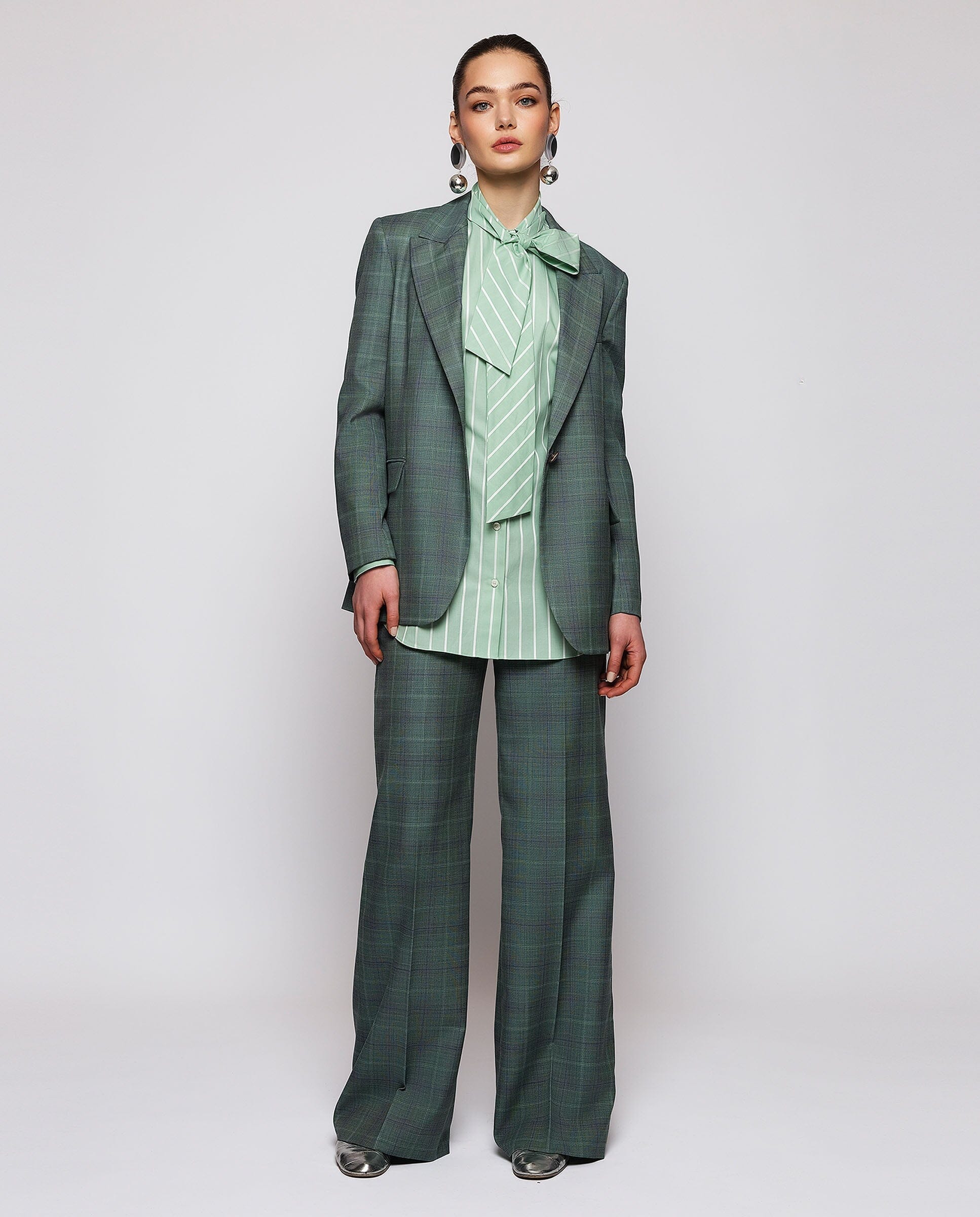 Blazer verde de cuadros lana