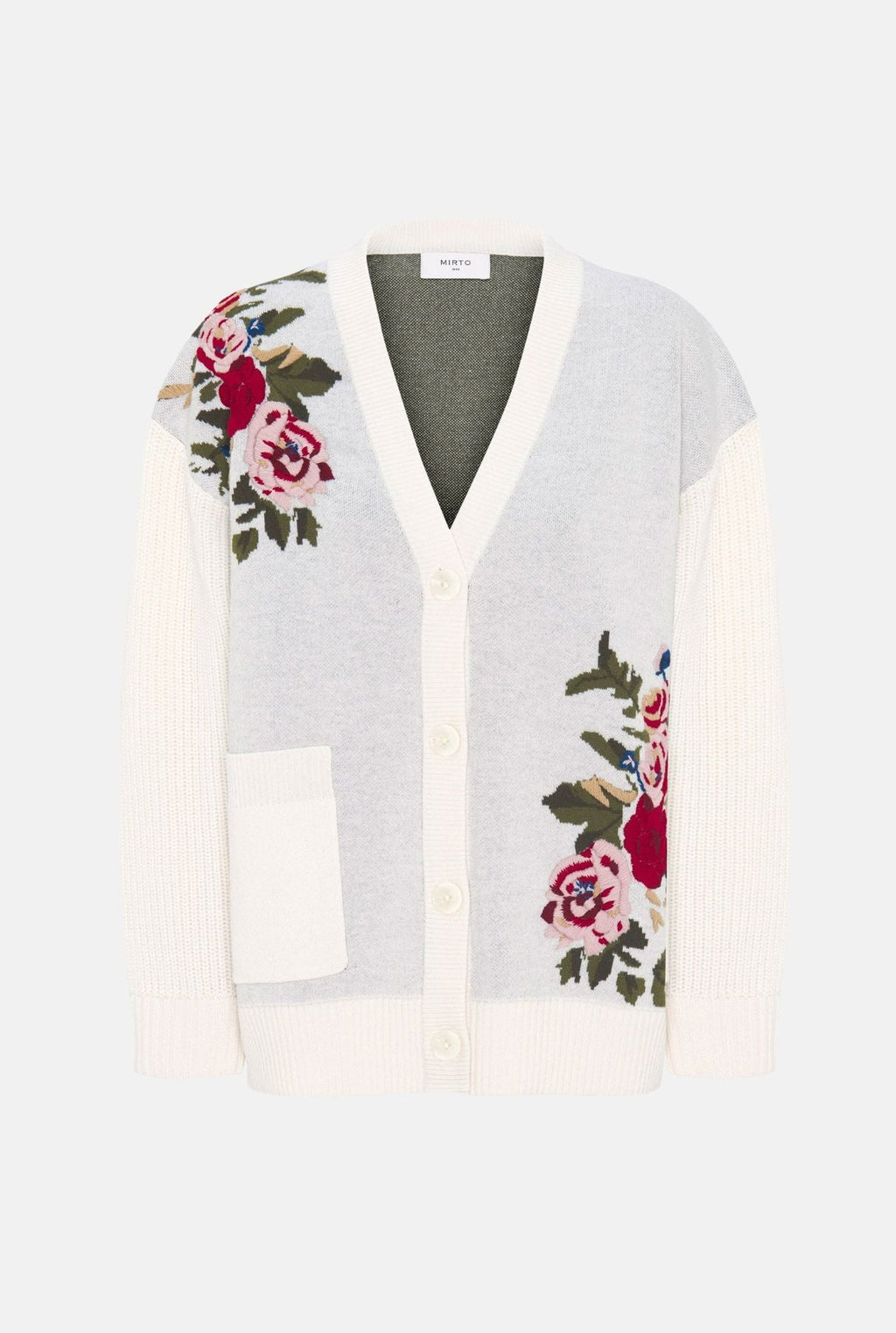 Cárdigan de lana jacquard con bordado floral