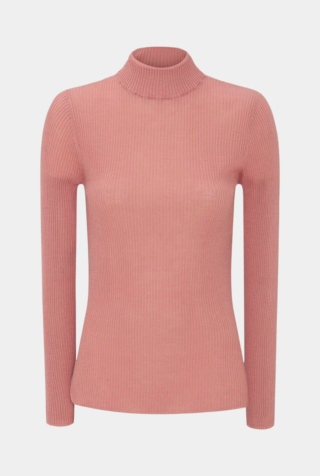 Jersey rosa de canalé de lana