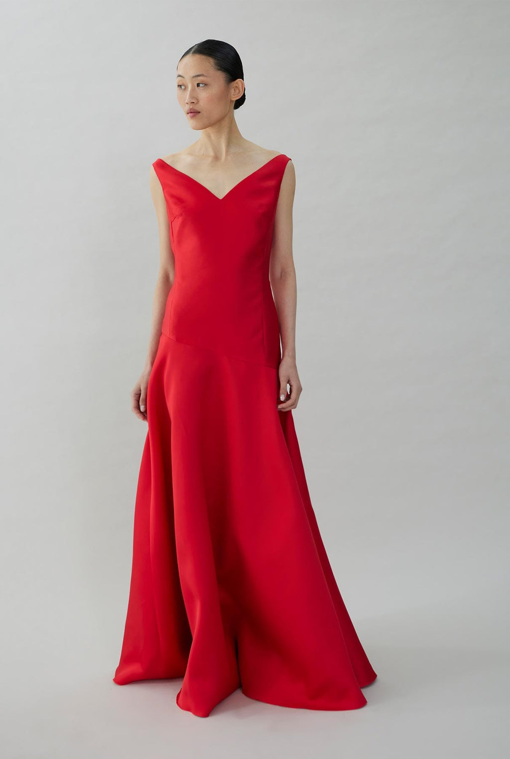 Off-shoulder satin dress