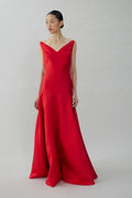 Off-shoulder satin dress