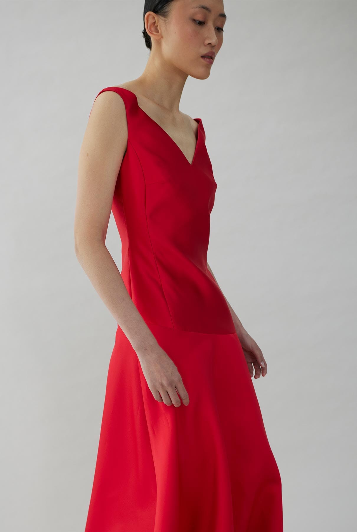 Off-shoulder satin dress