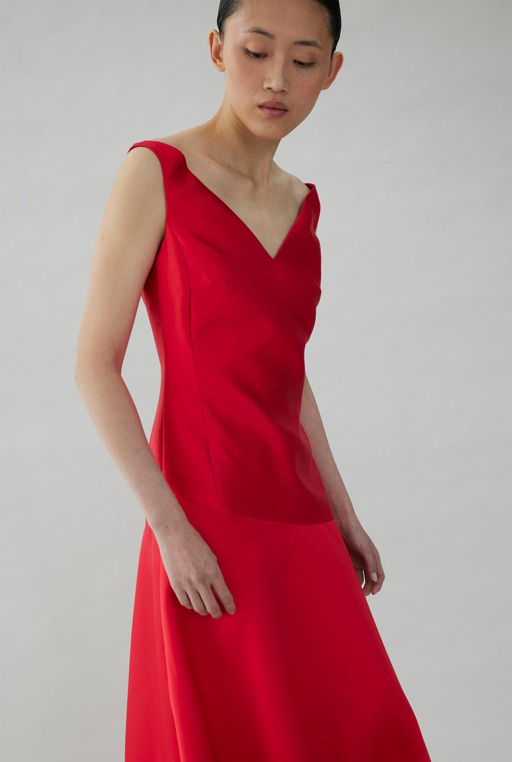 Off-shoulder satin dress