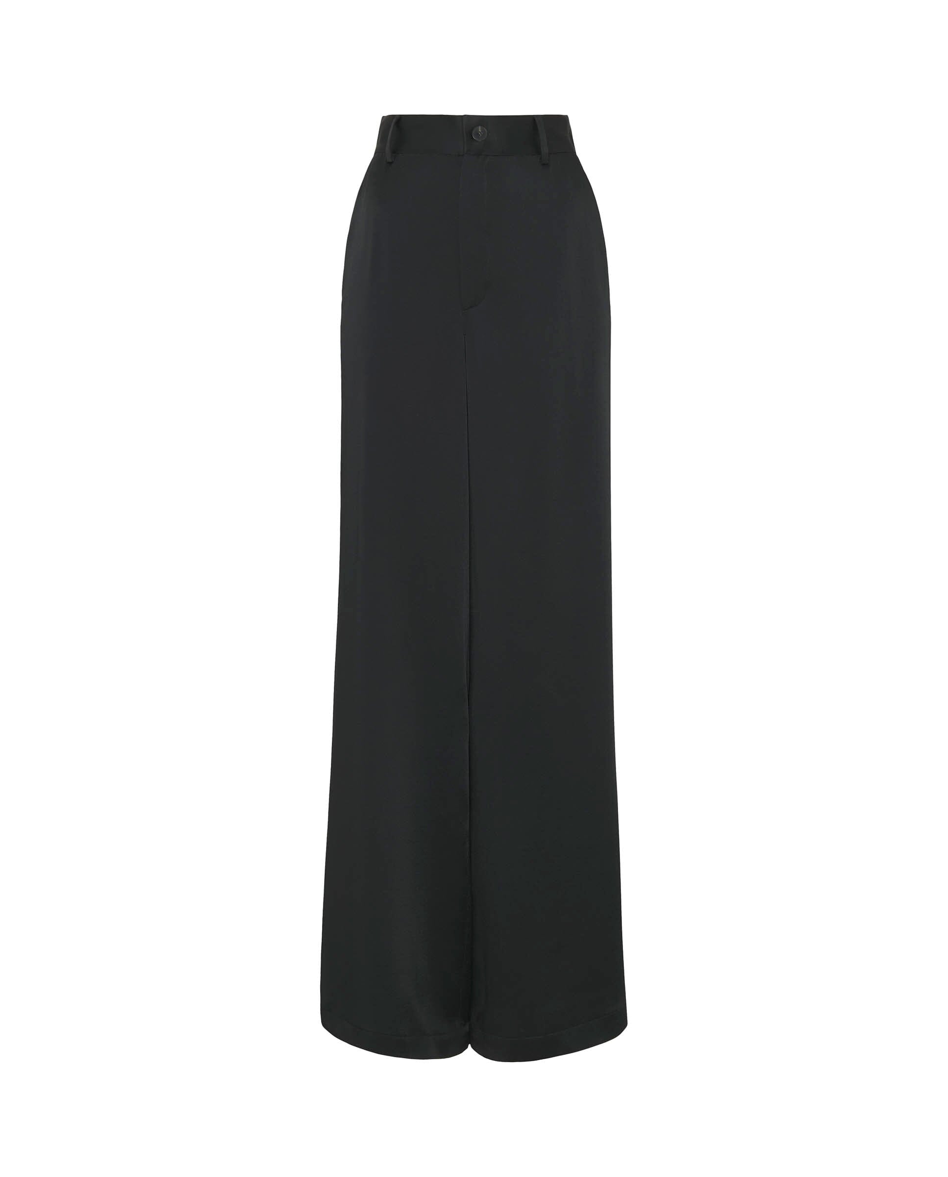 Pantalón de traje negro en satén