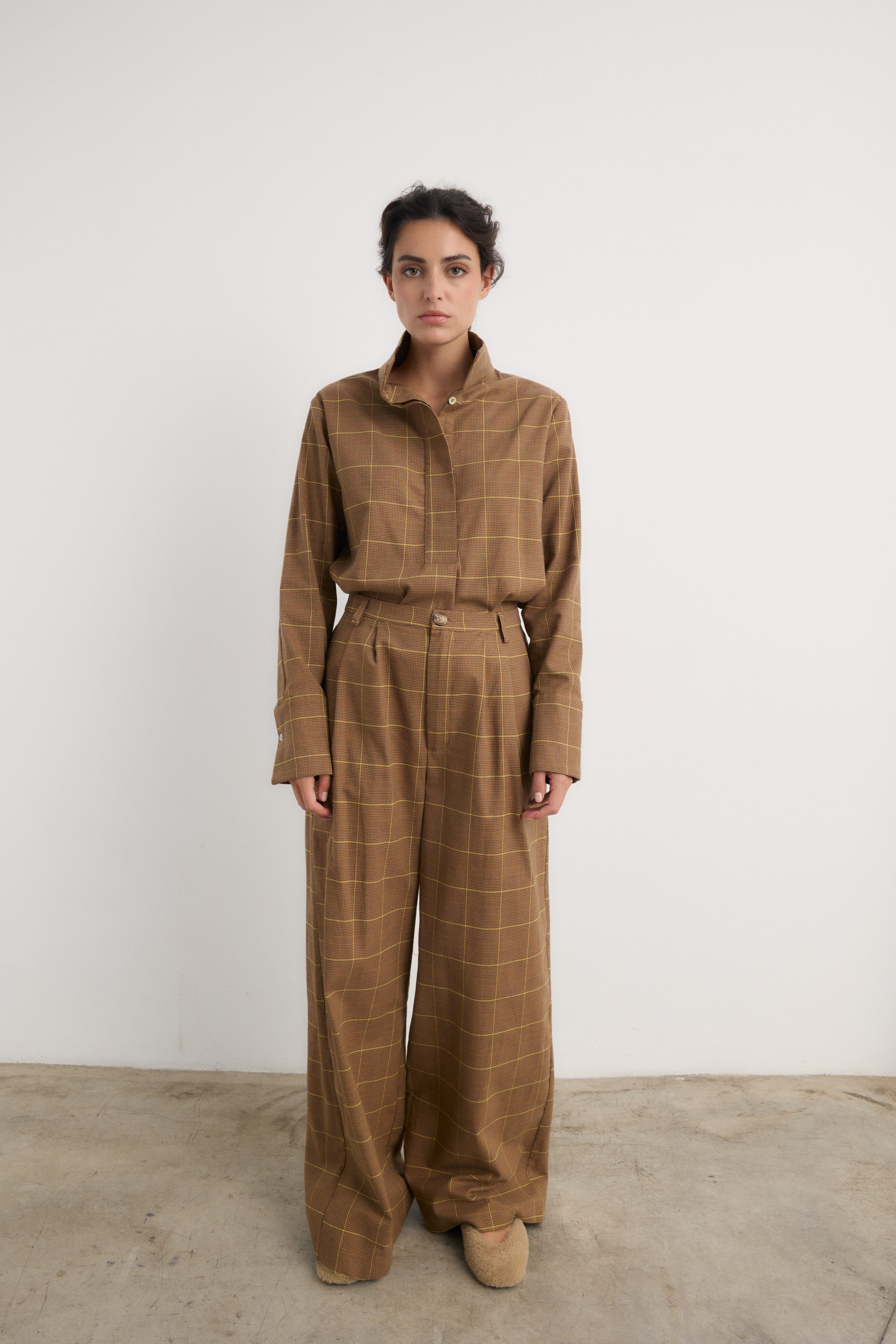 Pantalón Frank cuadro beige