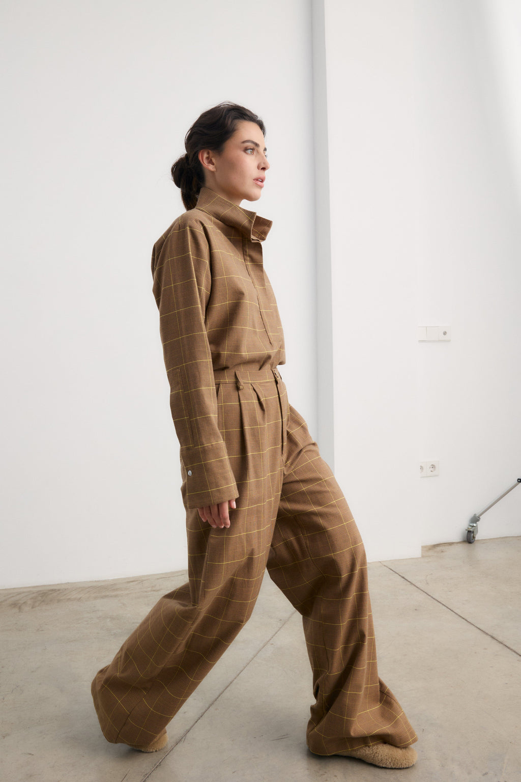 Pantalón Frank cuadro beige