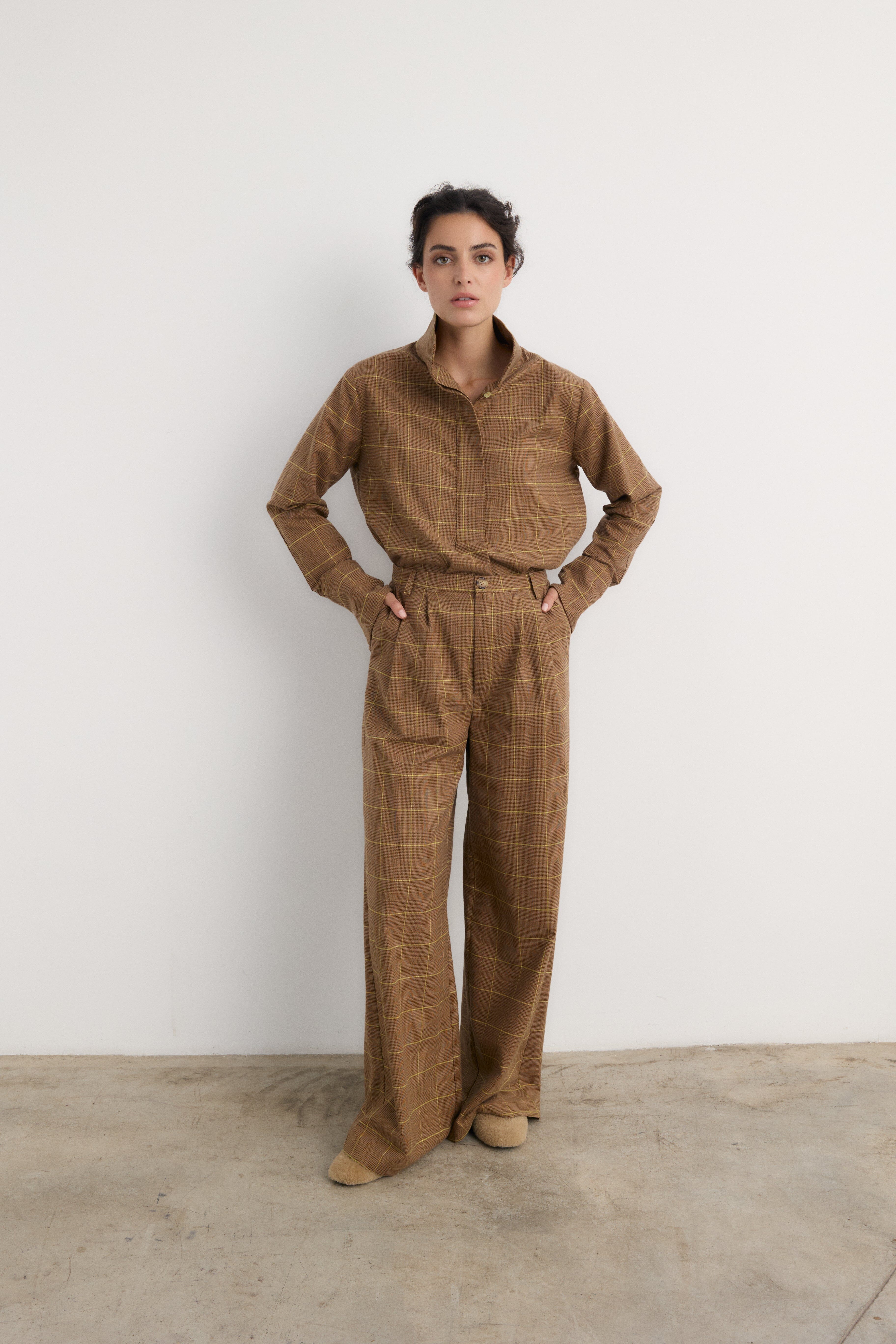 Pantalón Frank cuadro beige