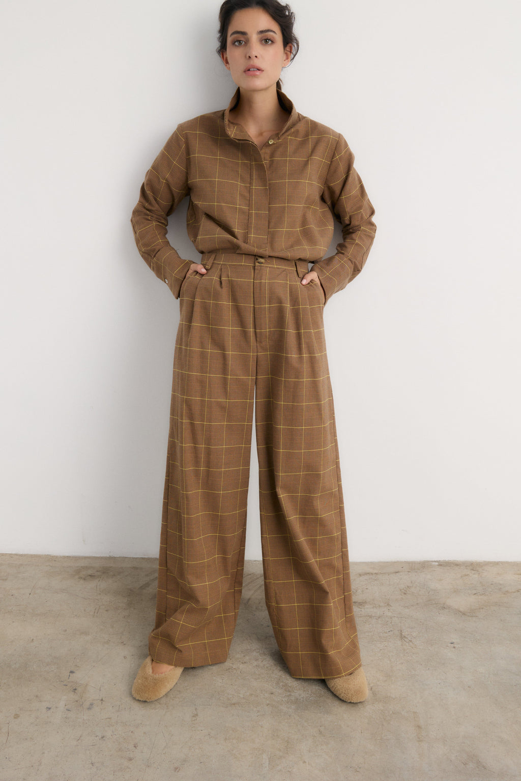 Pantalón Frank cuadro beige