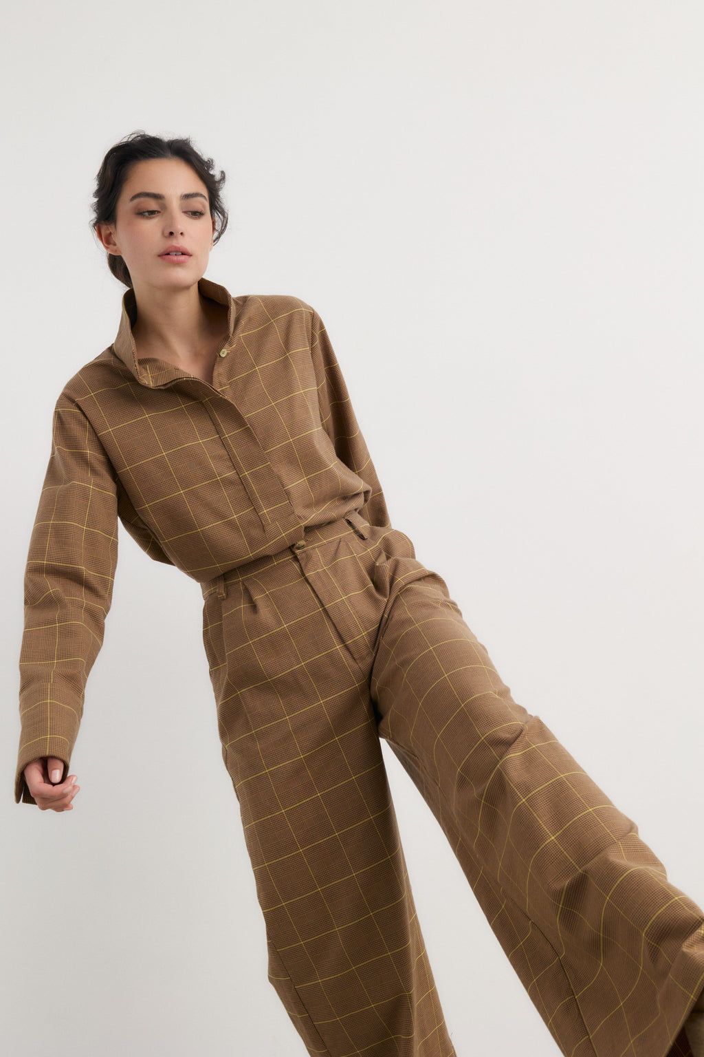 Pantalón Frank cuadro beige