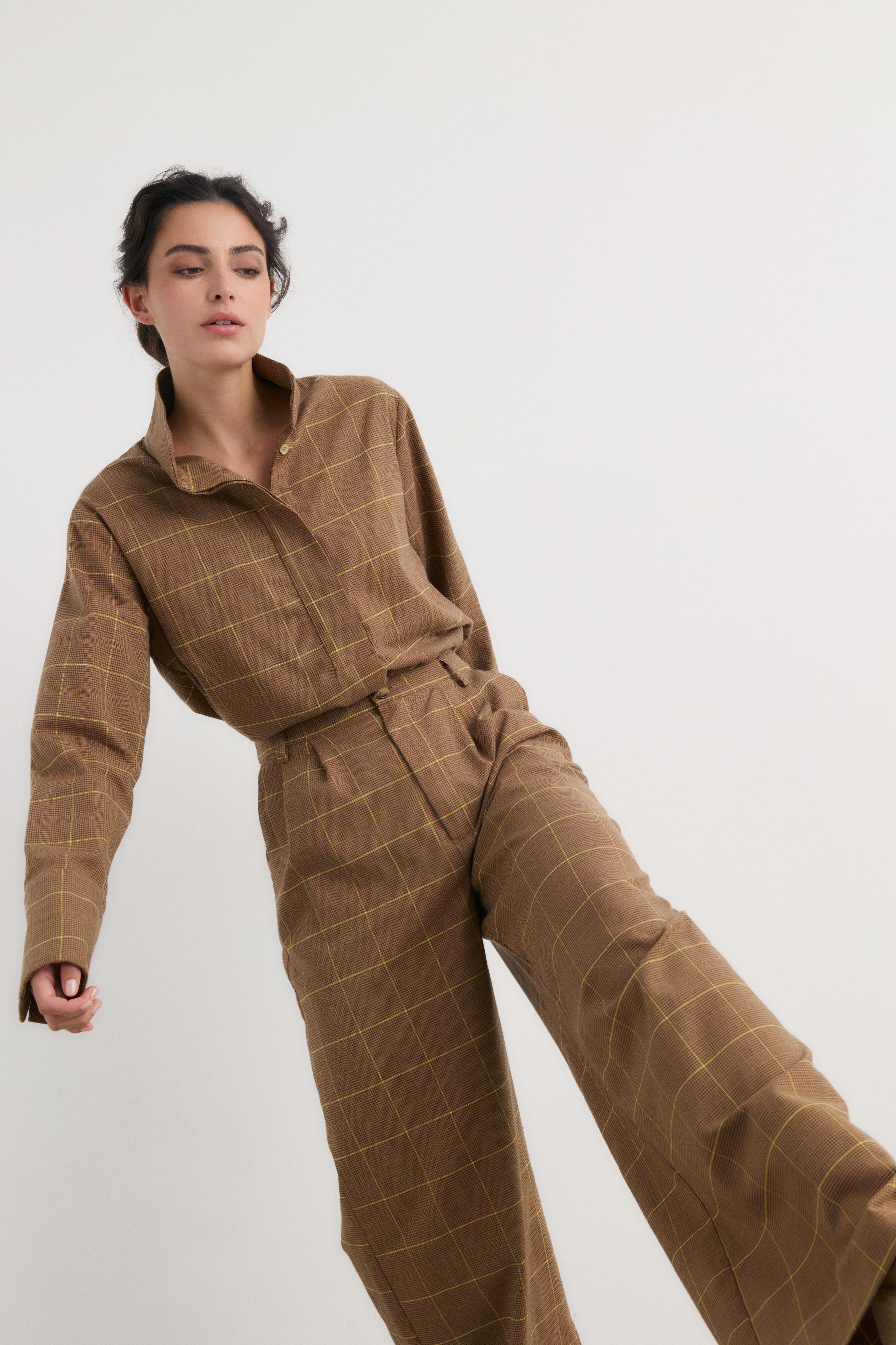 Pantalón Frank cuadro beige