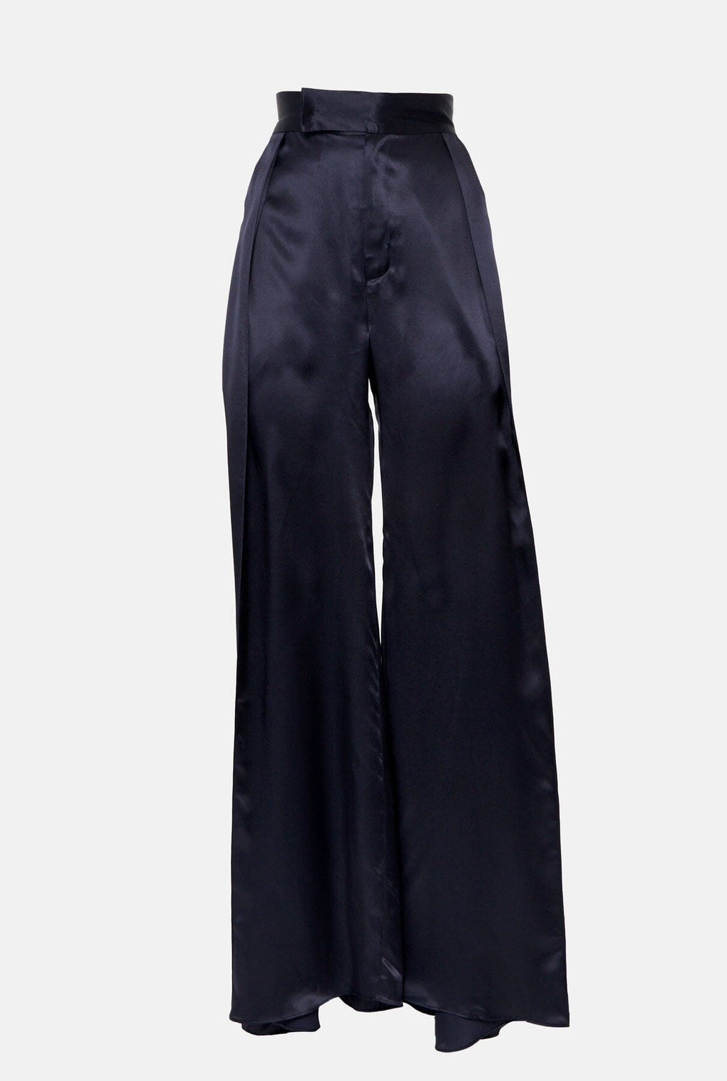 Pantalón palazzo de seda azul marino