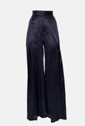 Pantalón palazzo de seda azul marino