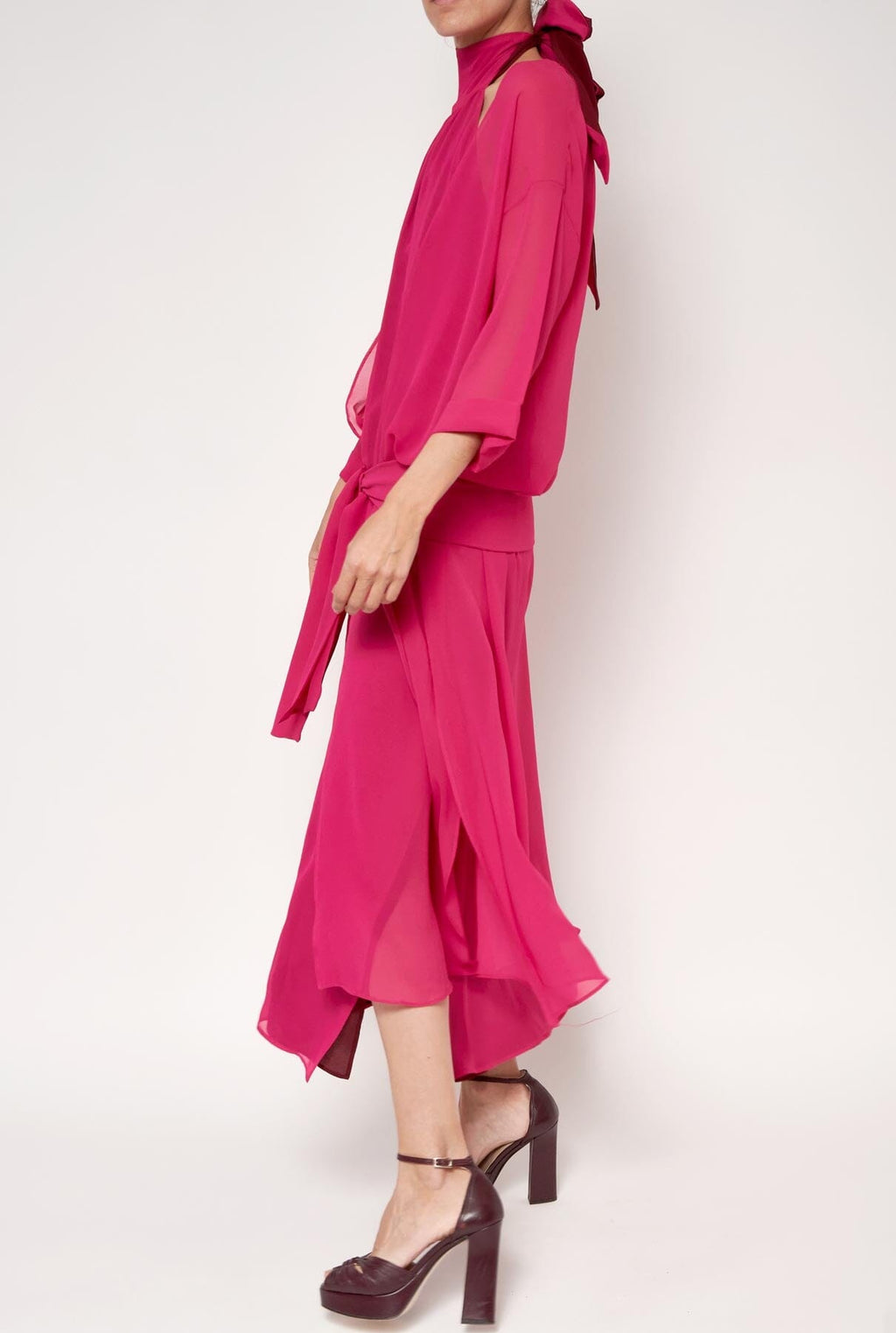Abrigo Persefone seda - fucsia
