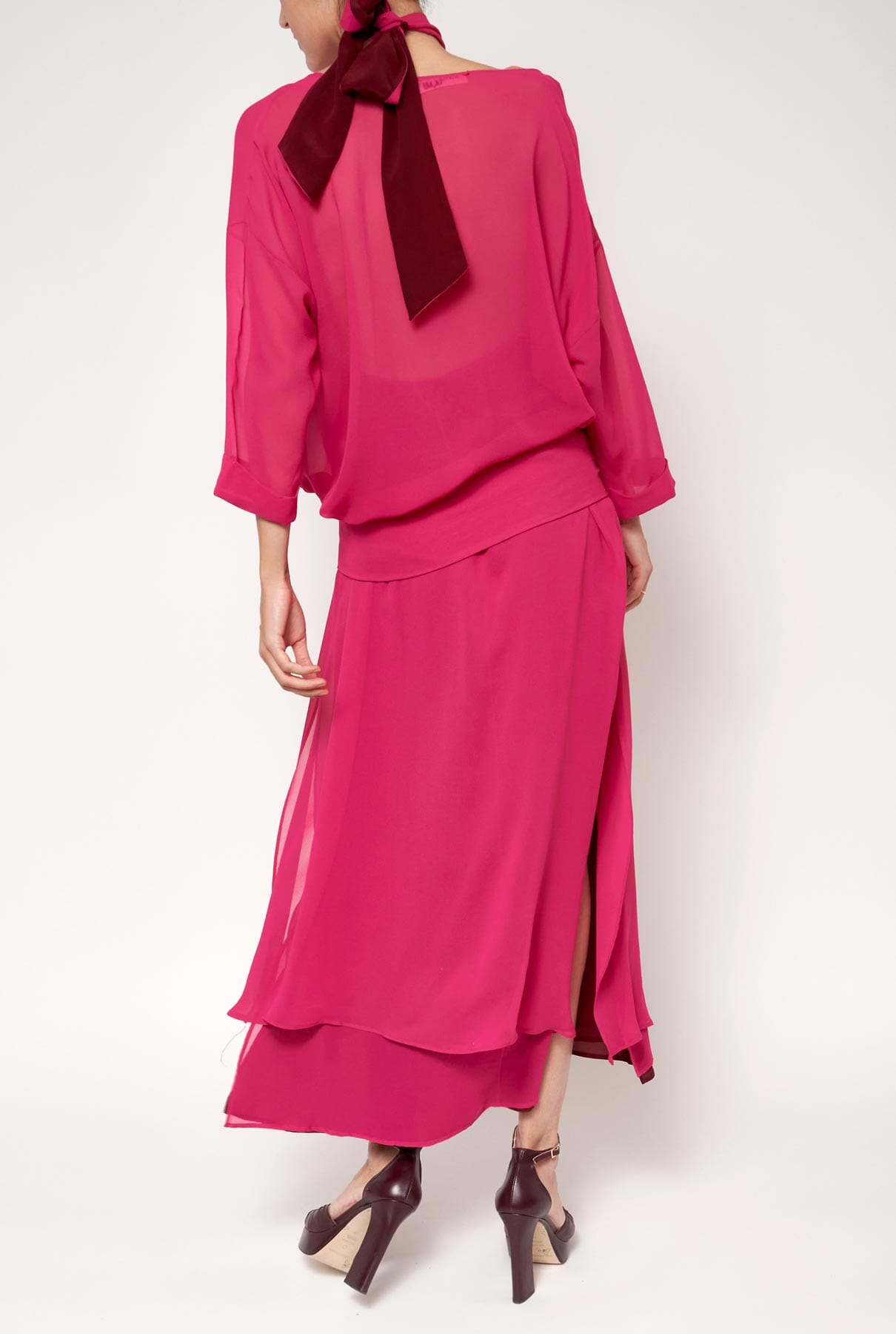 Abrigo Persefone seda - fucsia