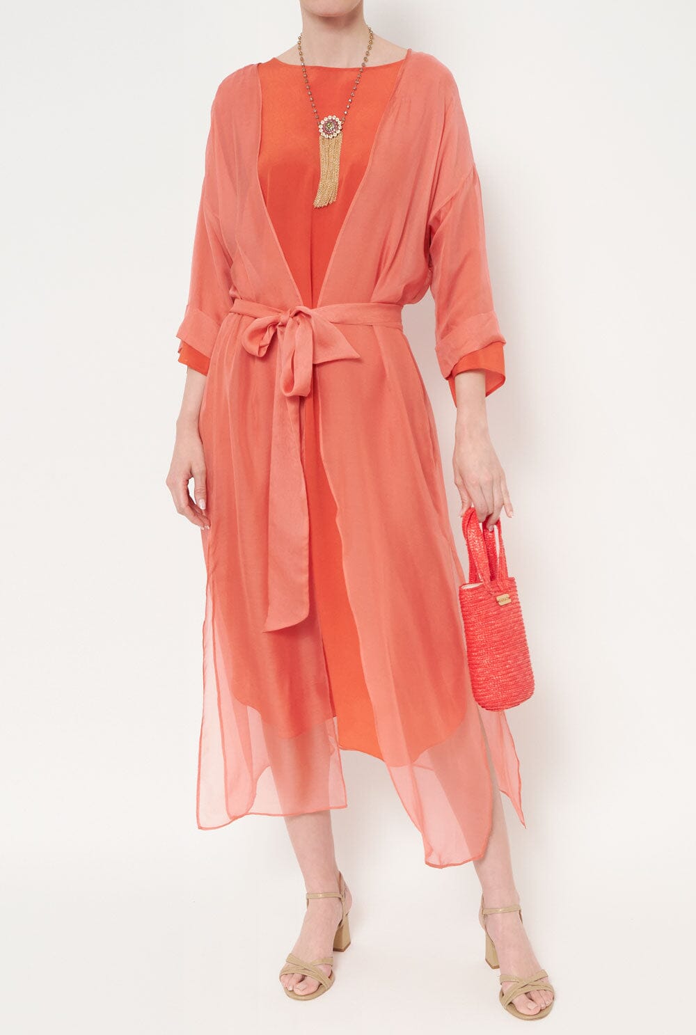 Abrigo Persefone seda - rosa