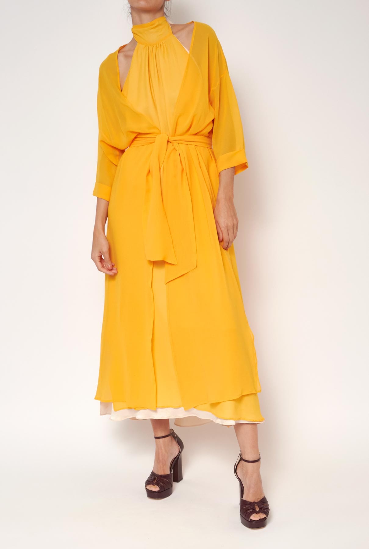 Abrigo Persefone seda - amarillo