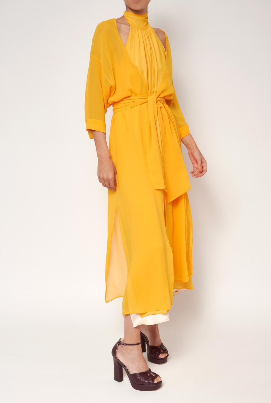 Abrigo Persefone seda - amarillo
