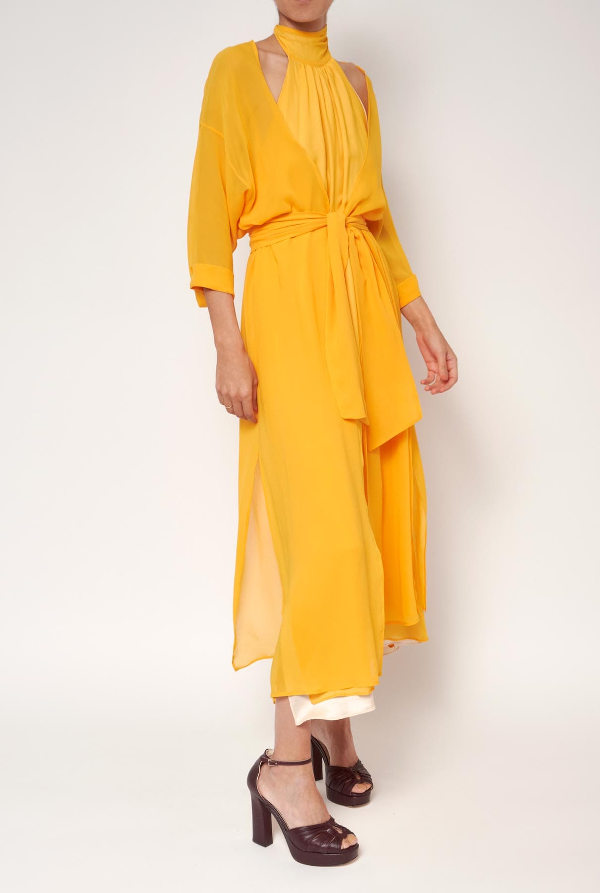 Abrigo Persefone seda - amarillo