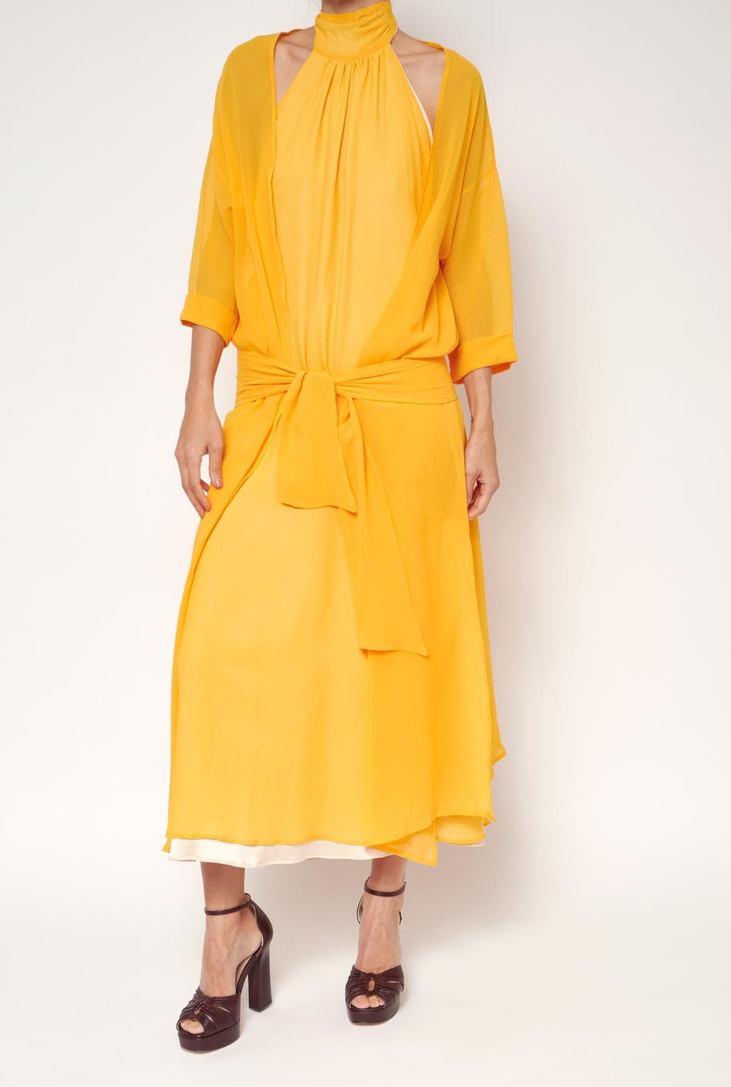 Abrigo Persefone seda - amarillo