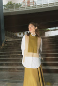 Chaleco Pía punto beige-verde