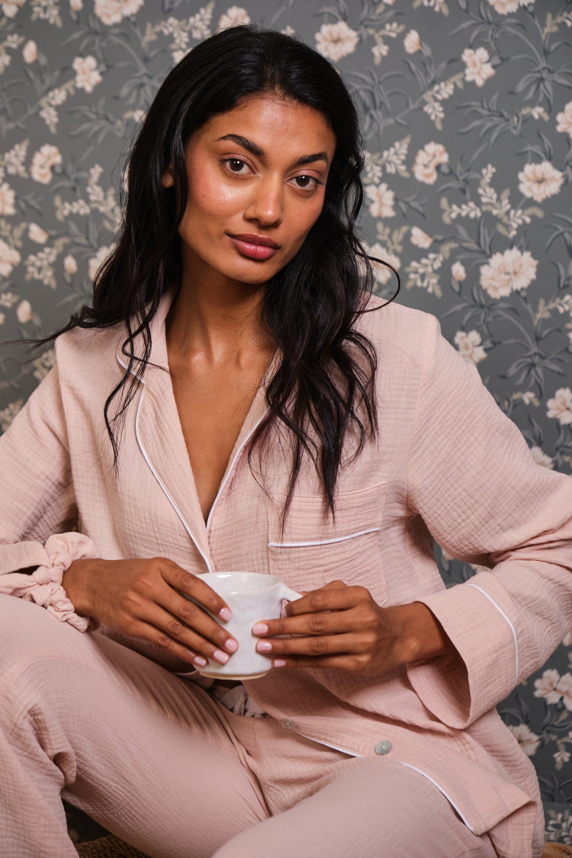 Pijama Largo Bambula Rosa Nude
