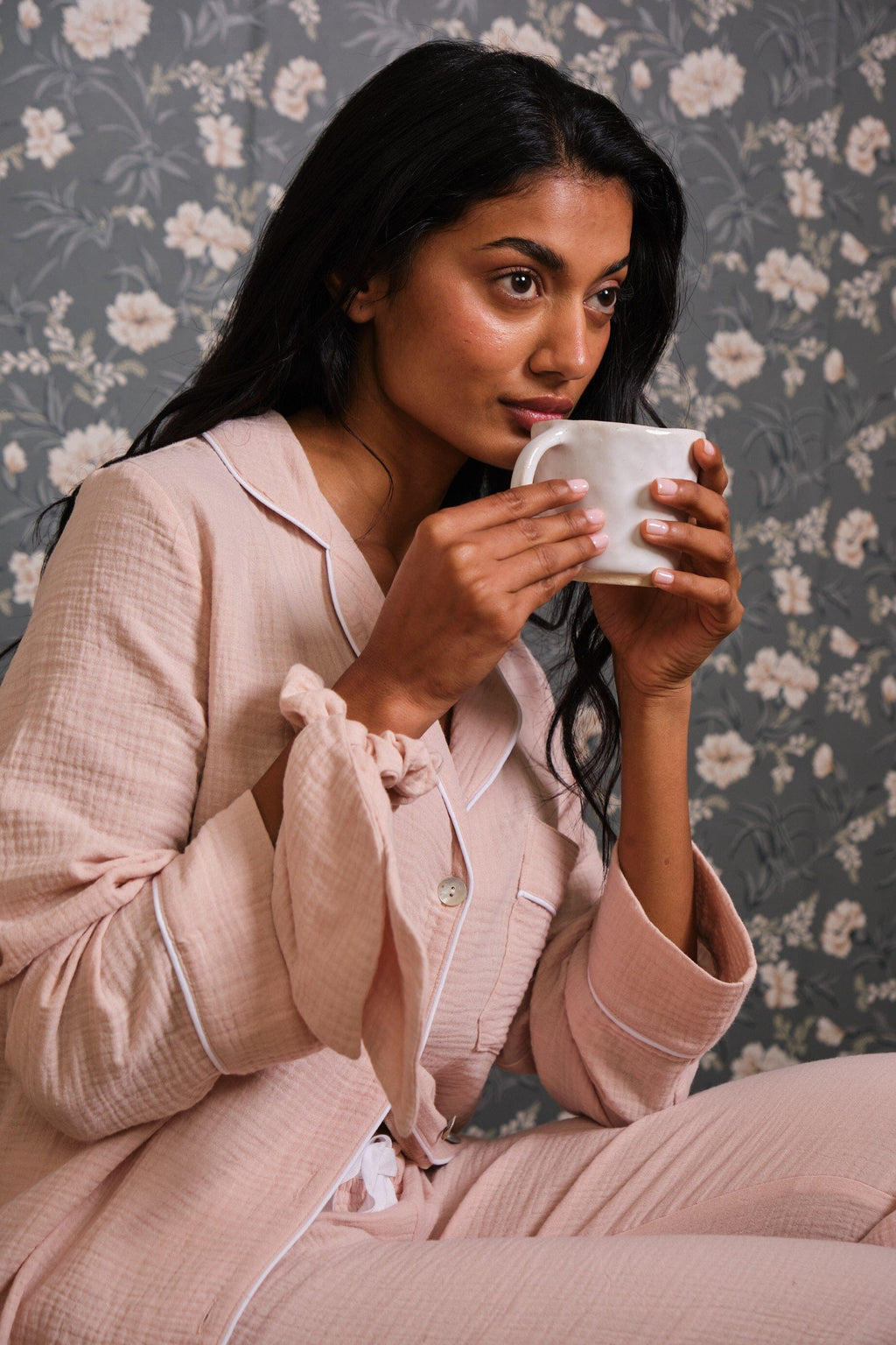 Pijama Largo Bambula Rosa Nude