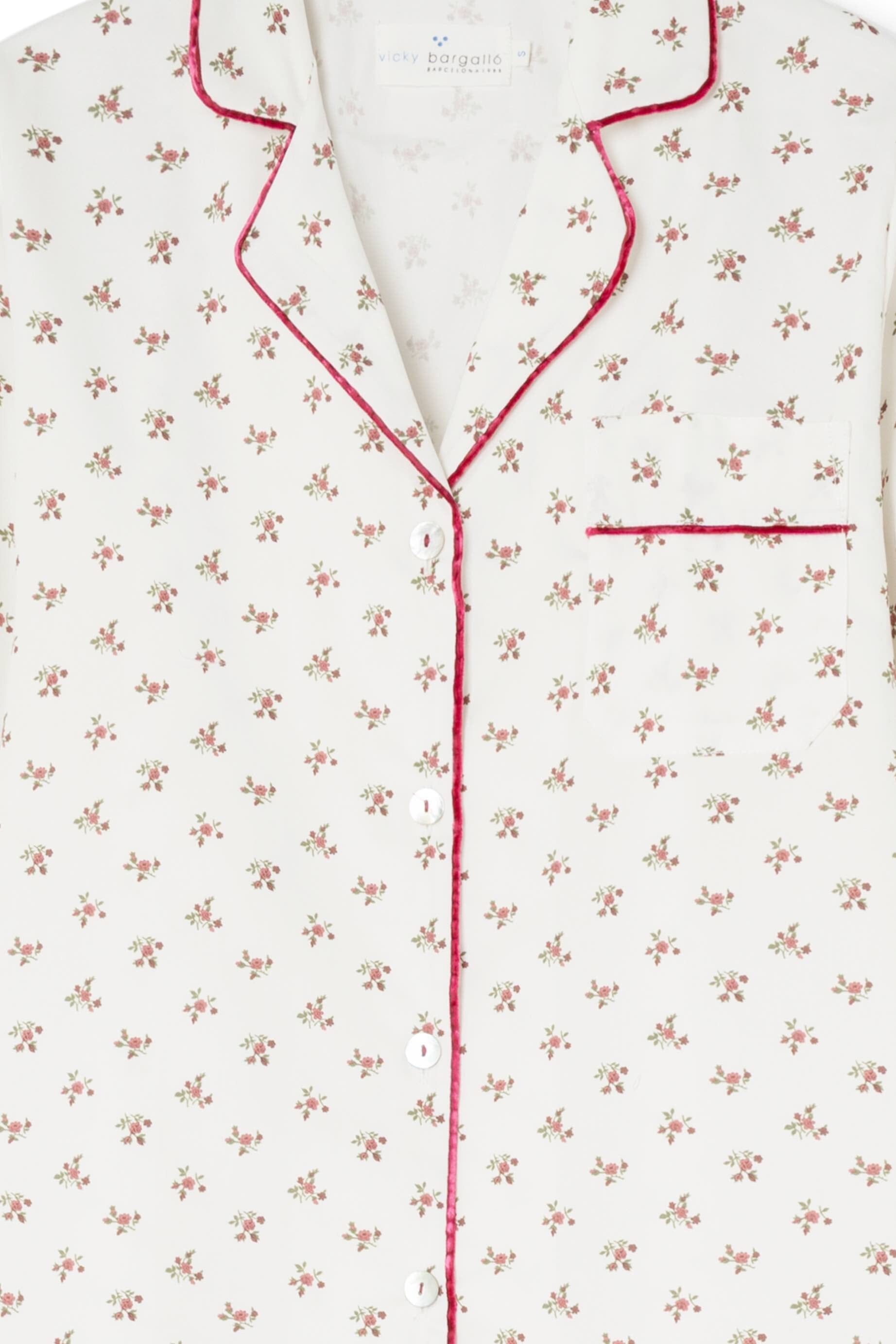 Pijama Mujer Burgundy Flowers