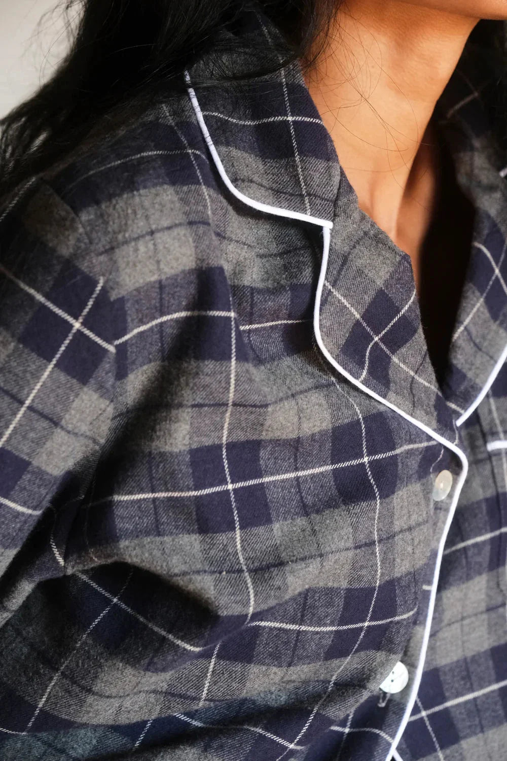 Pijama Mujer Cuadro Escocés Navy