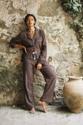 Pijama Mujer Plaid Brown
