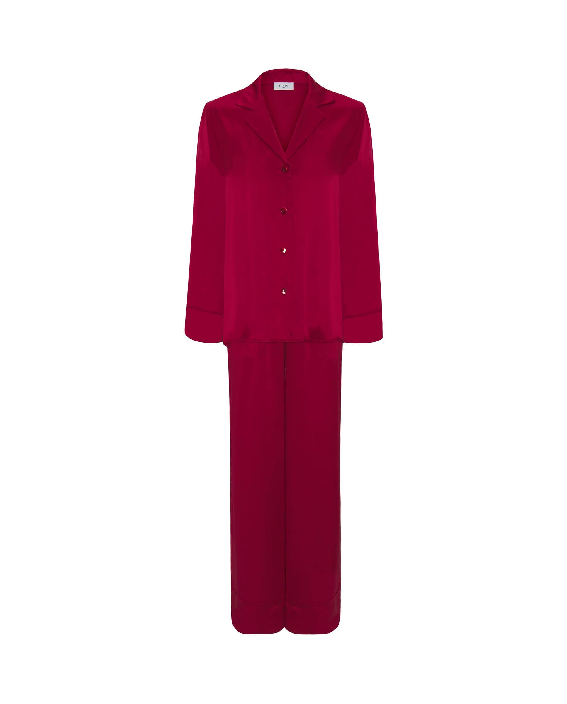 Pijama rojo de seda