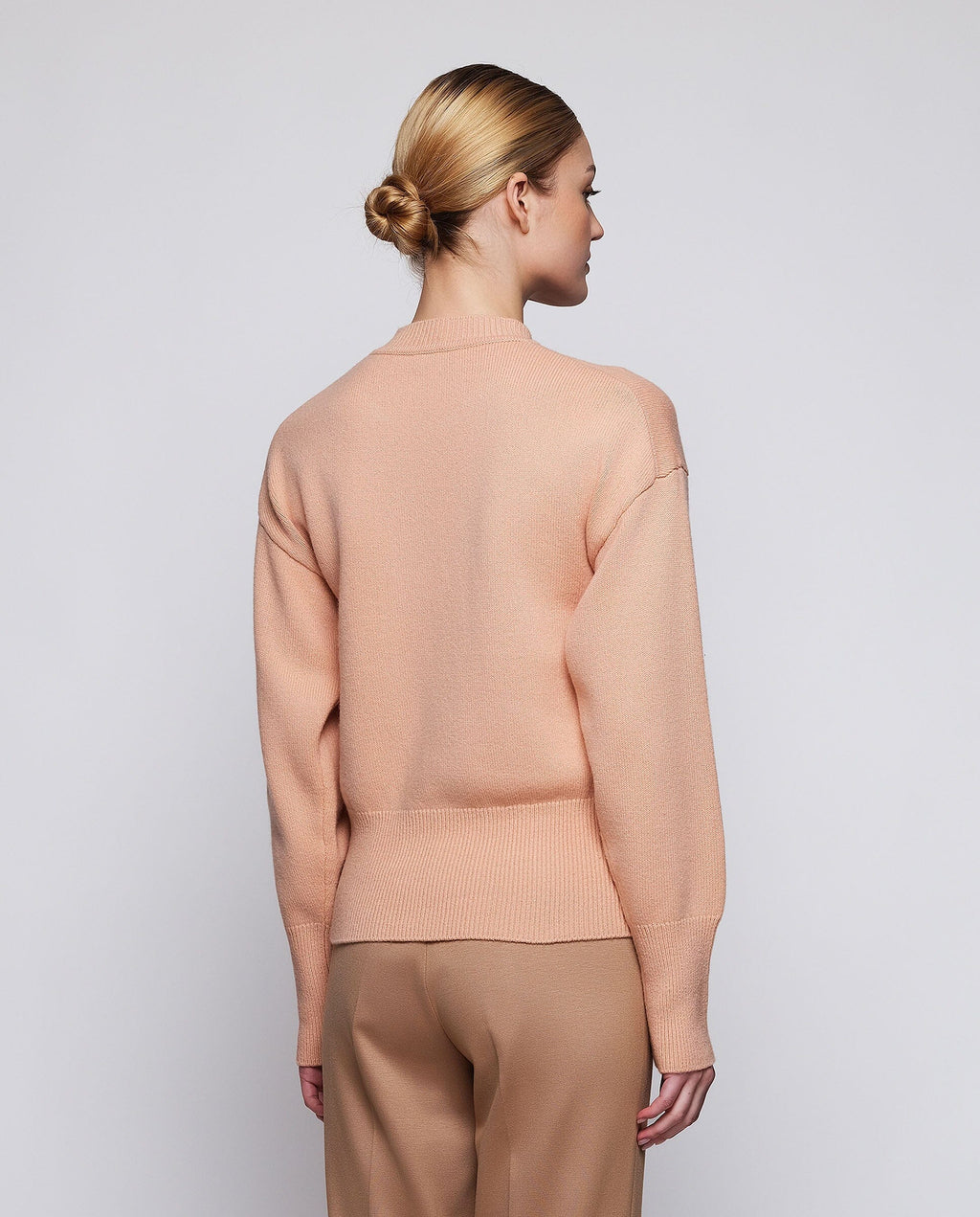 Jersey rosa jacquard floral de lana cashmere