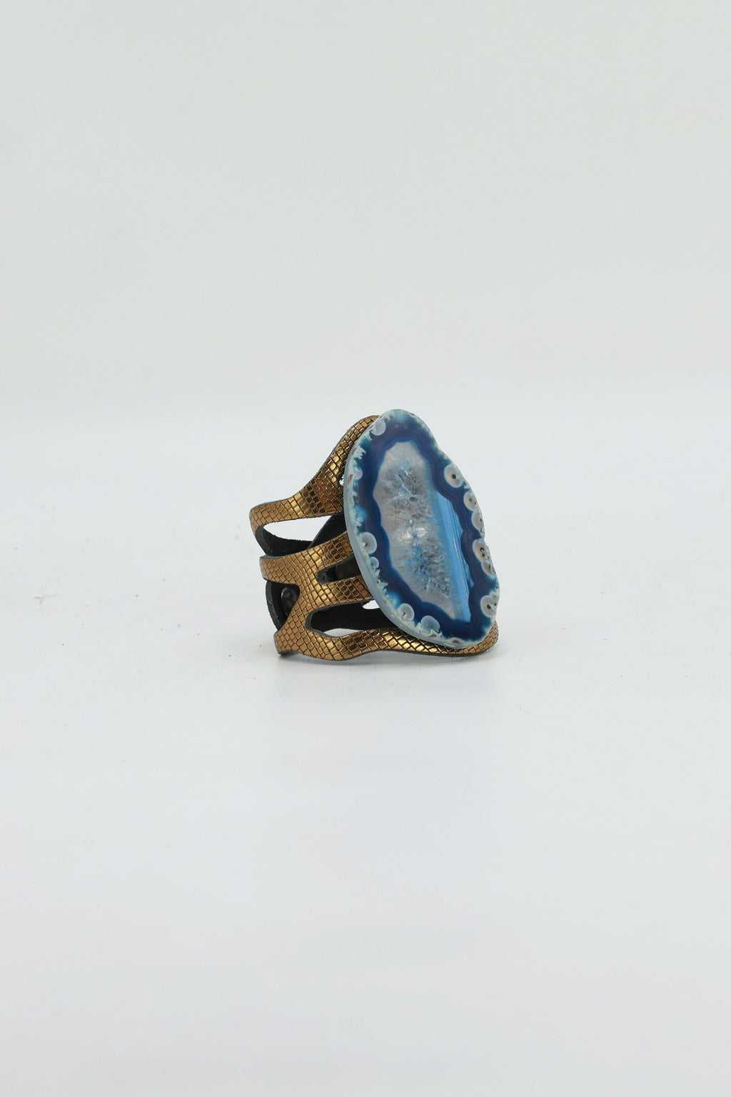 Pulsera Mar Dorada Ágata Azul