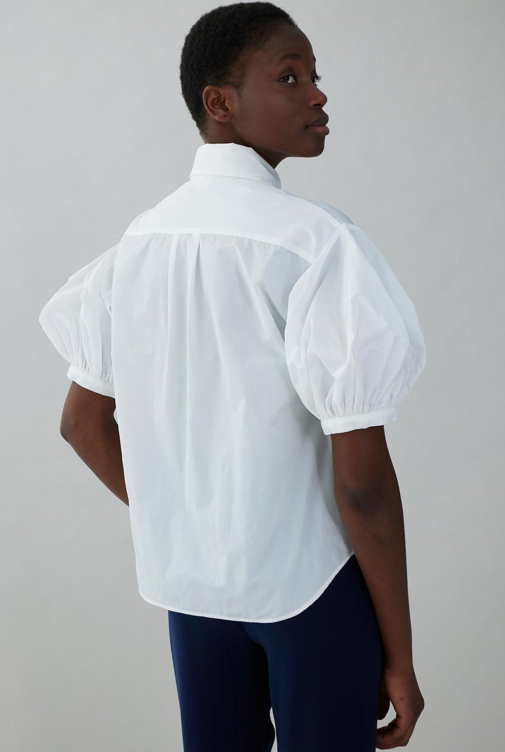Taffeta blouse with puffed sleeves