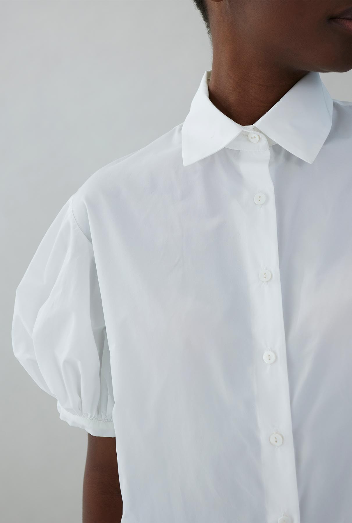 Taffeta blouse with puffed sleeves