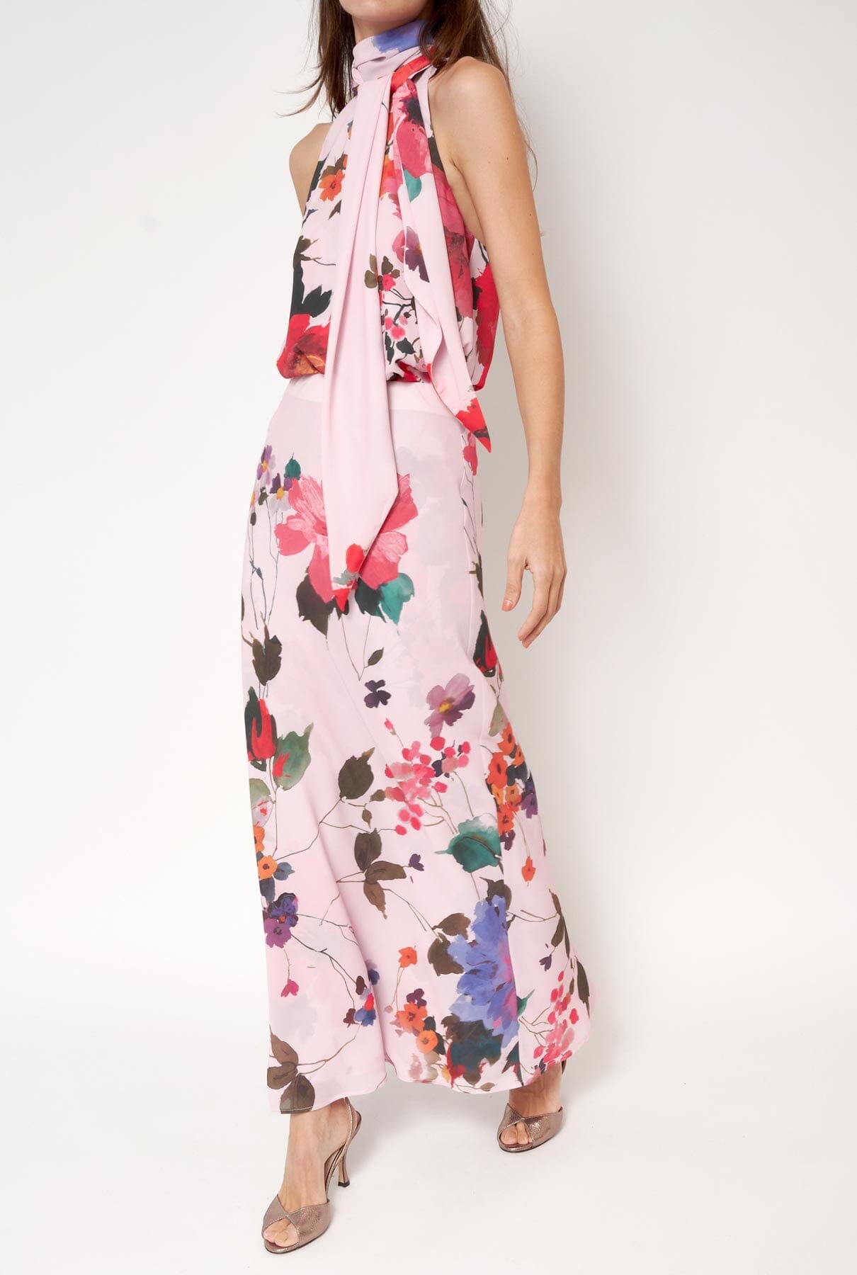 Top Halter con Lazada Flores Acuareladas PRE-ORDER